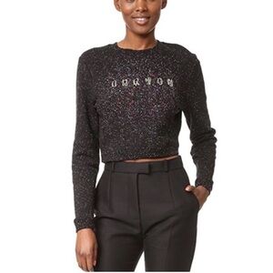 - 🔥 - Carven Metallic Confetti Cropped Crewneck Sweater Top - size med